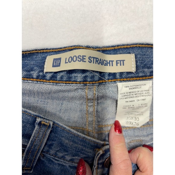 GAP Loose Straight Fit Mens Blue Wash Denim Jeans Pants Size 35x30 Y2K 90s - Picture 3 of 7